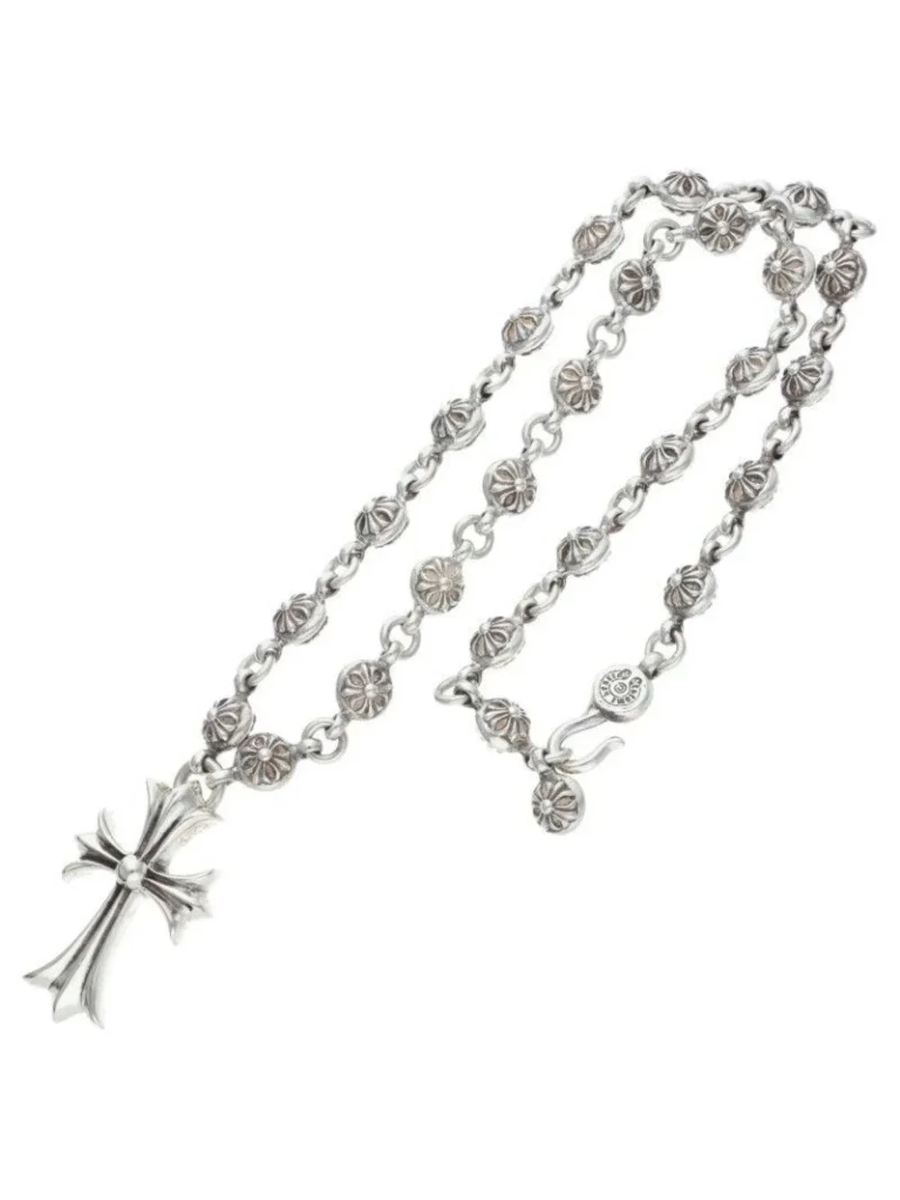 Chrome Hearts 1 CH Cross Ball Chain Small CH Silver Necklace